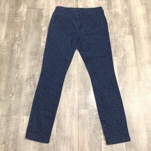 NYDJ Blue Animal Leopard Print Skinny Jeans Women's 12 Stretch Legging Denim